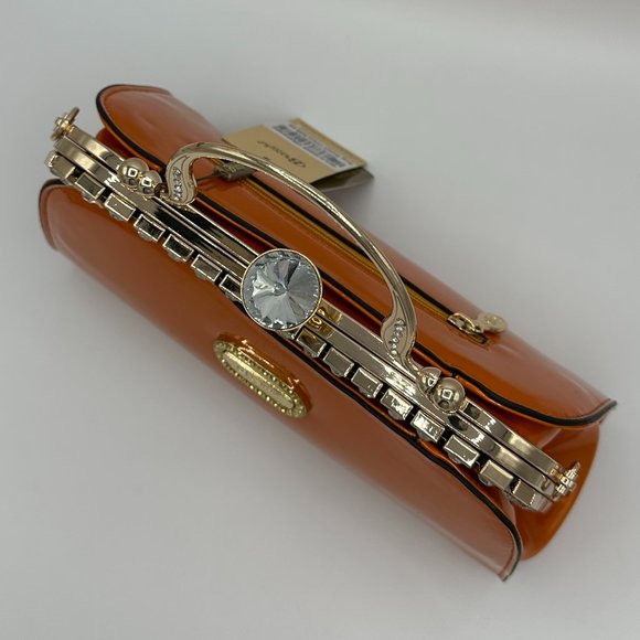 NWT Orange Metallic Brangio Italy Starry Embrace Diamond Handbag/Crossbo… - Picture 6 of 13